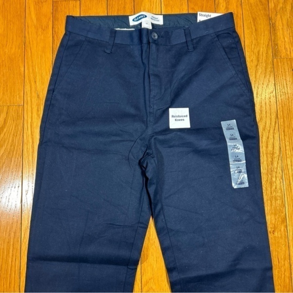 New NWT Old Navy Built In Flex Uniform Pants Boys Size 14 Navy Blue Inseam 29”